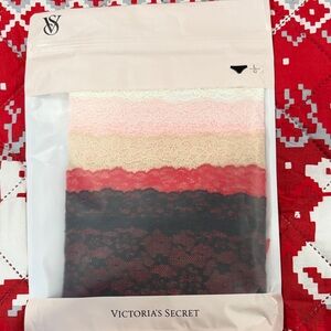 Victoria's Secret Lace Panties Trio in Pink, Cream, and Red